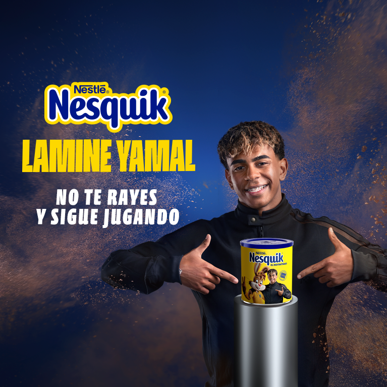Lamine Yamal junto a bote nesquik Lamine Yamal junto a bote nesquik